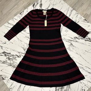 Max Studio A-line skater dress- Black/Burgundy- Size Small